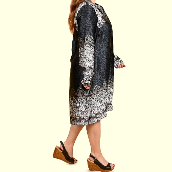 Floral Pattern Silky Tunic/Dress - Picture 2 of 10